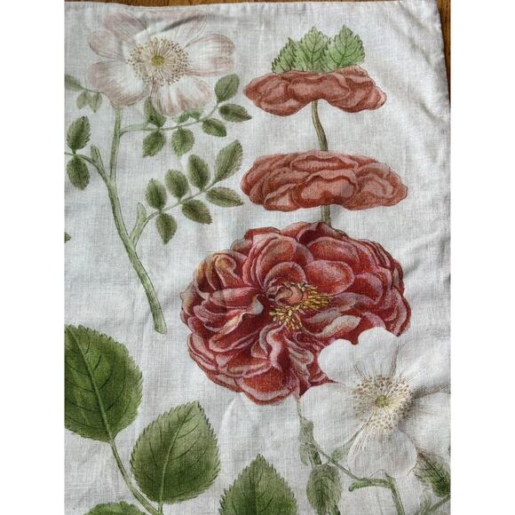 Pottery Barn Serafina Floral Standard Pillow Sham Set 2 Heavy Twill Linen 20x26" - Picture 9 of 14